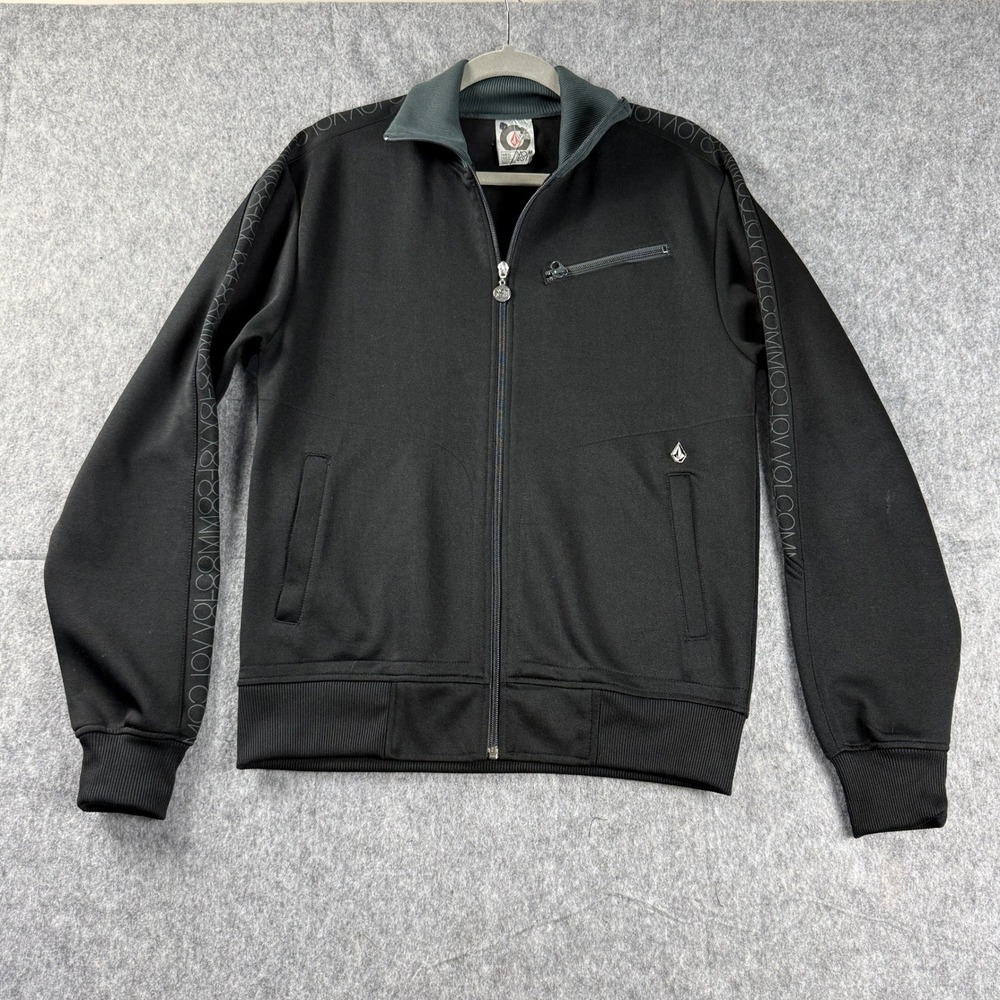 Volcom Debaser Track Jacket Mens Medium Black Full Zip‎ PacSun Logo Tape A1045P2